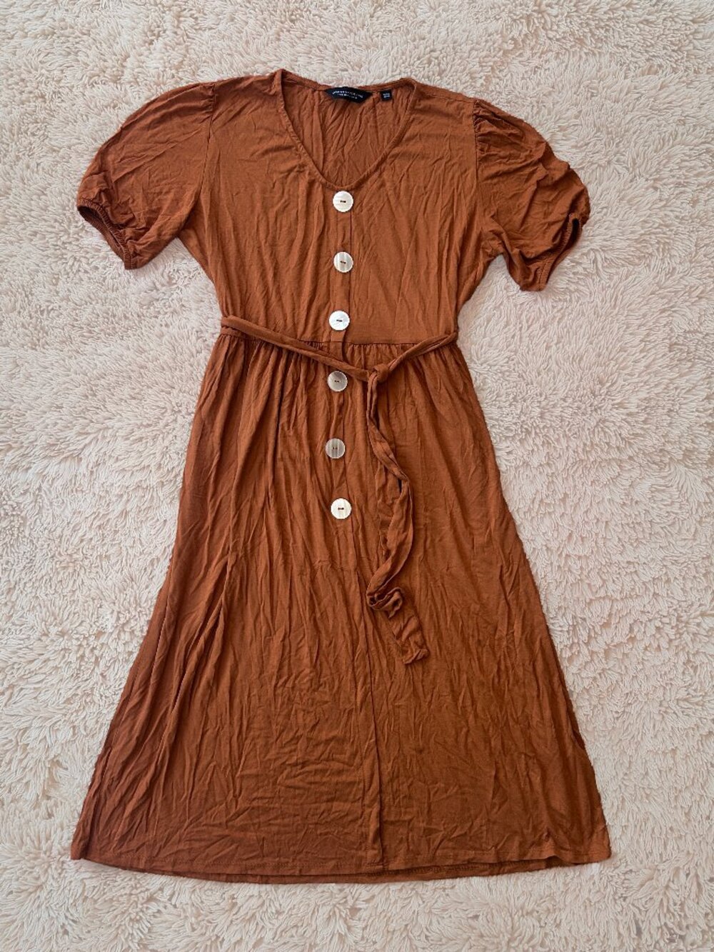 Dorothy Perkins Orange Belted Button Midi Dress